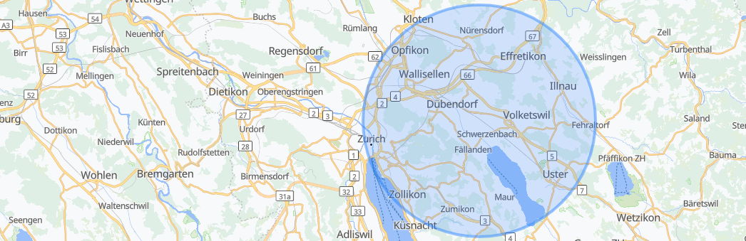 Arbeitsregion Karte - Zürich und Umgebung